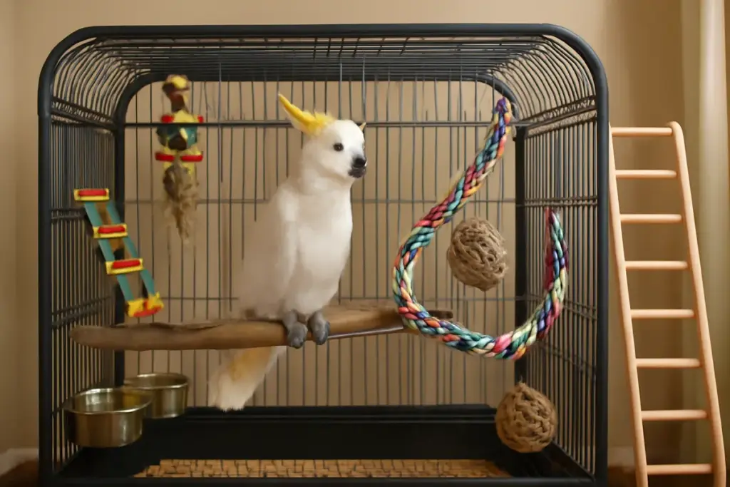 Gabbie accessoriate per cacatua: combinare spazio e stimoli per migliorare la qualità della vita