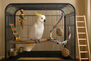 Gabbie accessoriate per cacatua: combinare spazio e stimoli per migliorare la qualità della vita