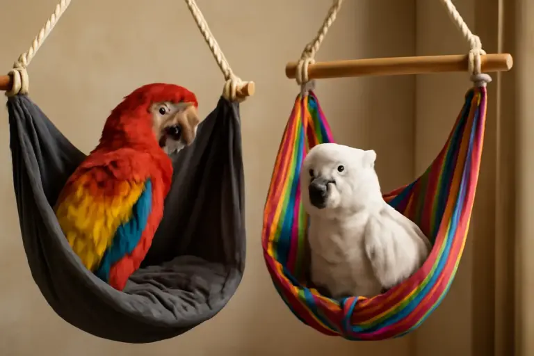 Amache sospese per ara e cacatua: comfort extra o rischio? Ecco cosa sapere prima dell’acquisto